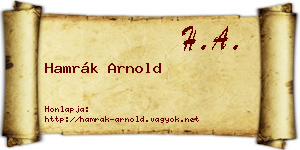Hamrák Arnold névjegykártya