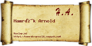 Hamrák Arnold névjegykártya